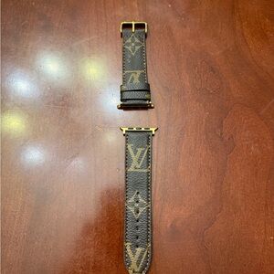 Black and Gold Monogram leather Watch Strap